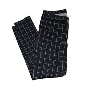 Express Stretchy Black Plaid Cropped Work Pants Women’s M Goth Punk Retro Fitted